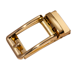 Men's Belt Genuine Leather Ratchet Adjustable Belt Golden Square Metal Buckle,Trim to Fit