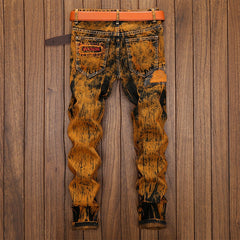 Personalized retro distressed ripped jeans