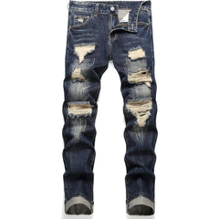 Men's Ripped Regular Fit Dark blue Jeans