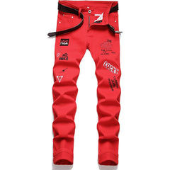 Men's Personality Printed embroidery Jeans
