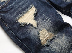 Men's Ripped Regular Fit Dark blue Jeans