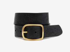 Western Debossed Center Bar Belt, Black