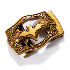 Men's Ratchet Leather 1 3/8" Belt Golden Bat Metal Slide Buckle For Golf Casual Jeans