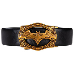 Men's Ratchet Leather 1 3/8" Belt Golden Bat Metal Slide Buckle For Golf Casual Jeans