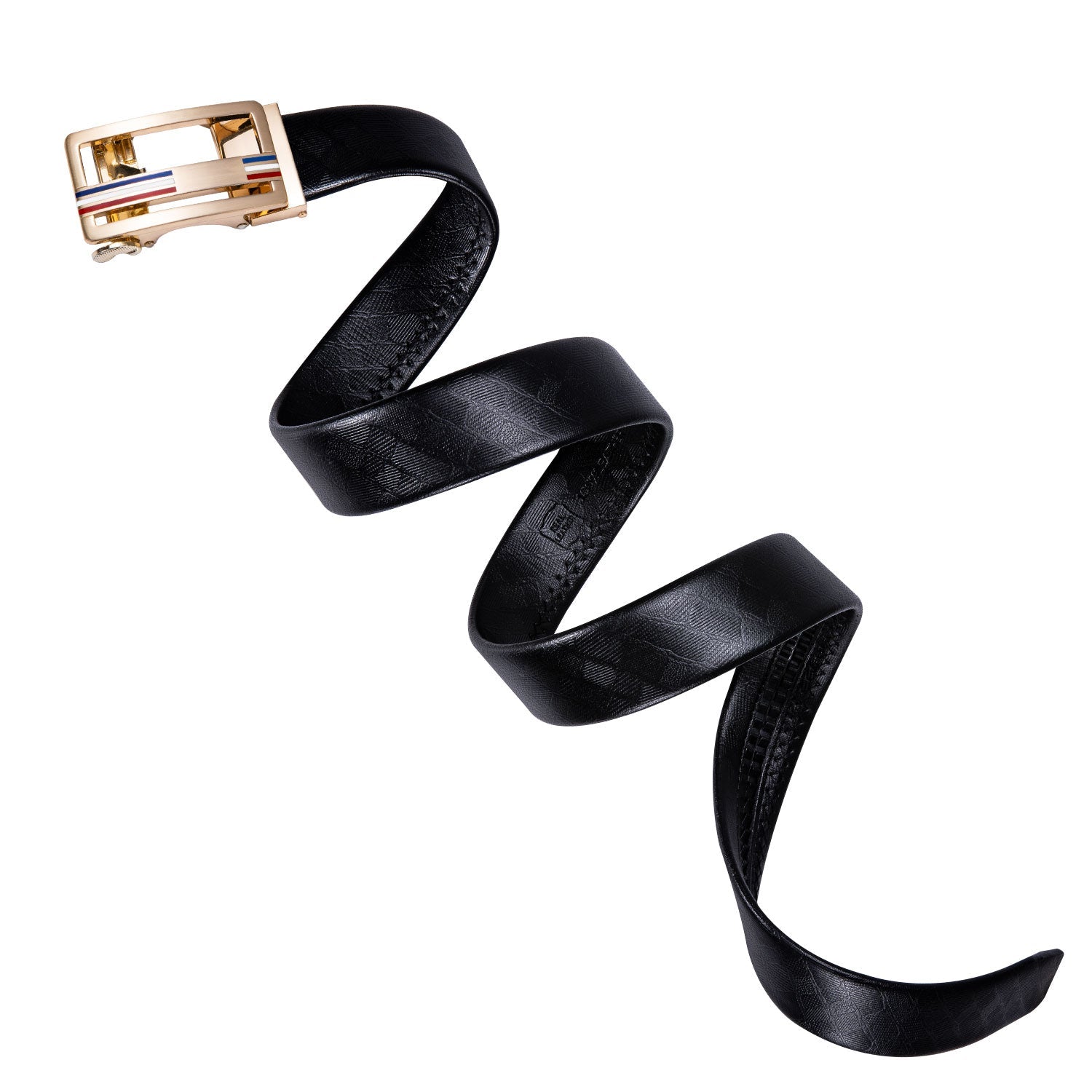 Men's Genuine Leather Ratchet Belt For Business Casual With Golden Metal Buckle,Cut for Fit