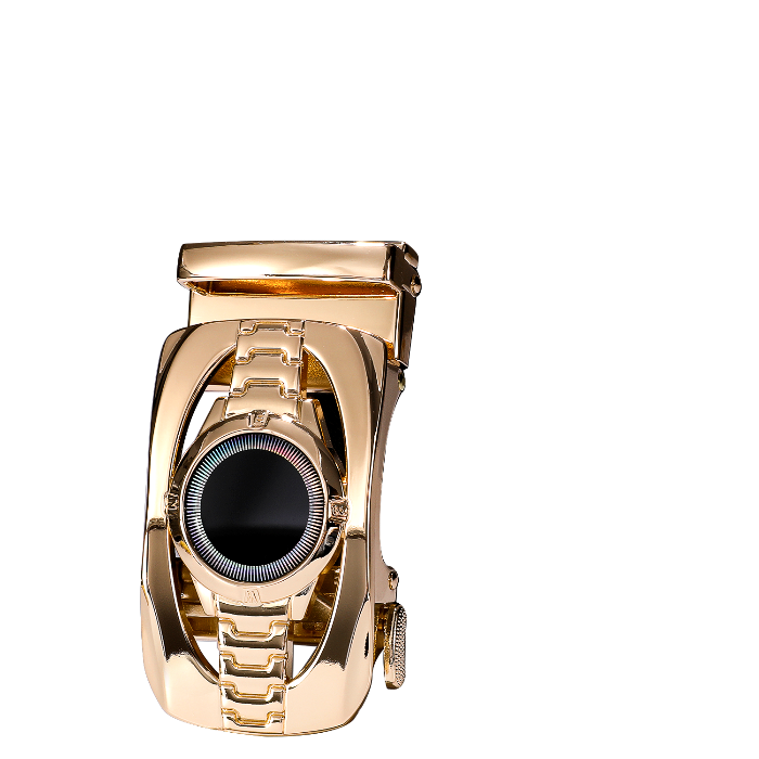 Men's Leather Ratchet Belt 1 3/8" Adjustable For Dress Casual With Gold Circle Metal Buckle