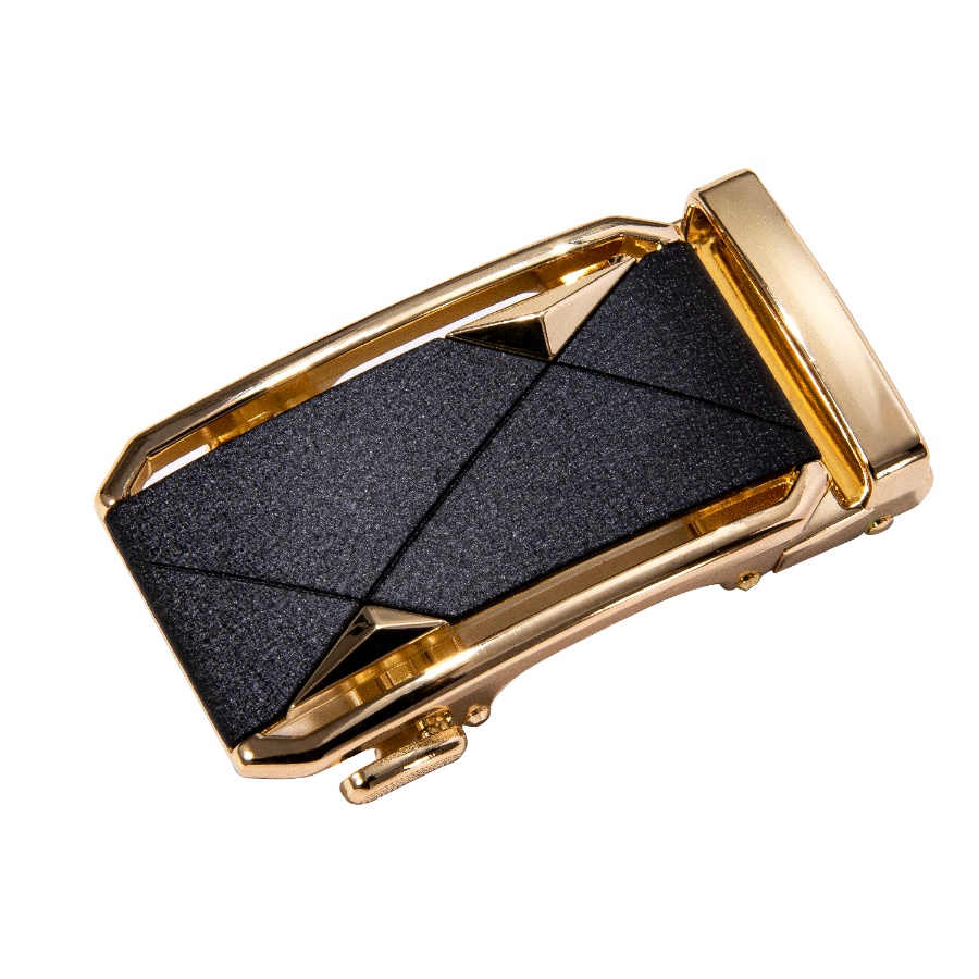 Men's 1 3/8" Leather Ratchet Belt Golden Black Metal Buckle For Business Casual Jeans