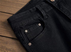 Men's Personality Printed embroidery Black Jeans