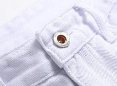 Men's Personality Hole Fit White Jeans
