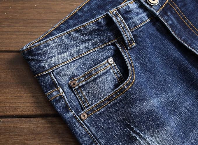 Men's Personality Hole Printed embroidery Jeans
