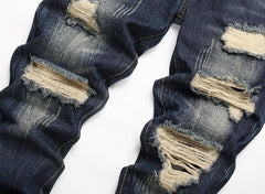 Men's Ripped Regular Fit Dark blue Jeans