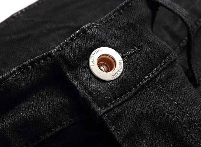Men's Ripped Regular Fit Black Jeans