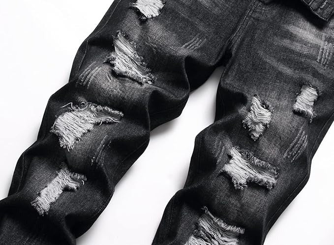 Men's Straight Ripped Fit  Dark gray Jeans