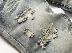 Men's Ripped Personality Fit Light blue Jeans