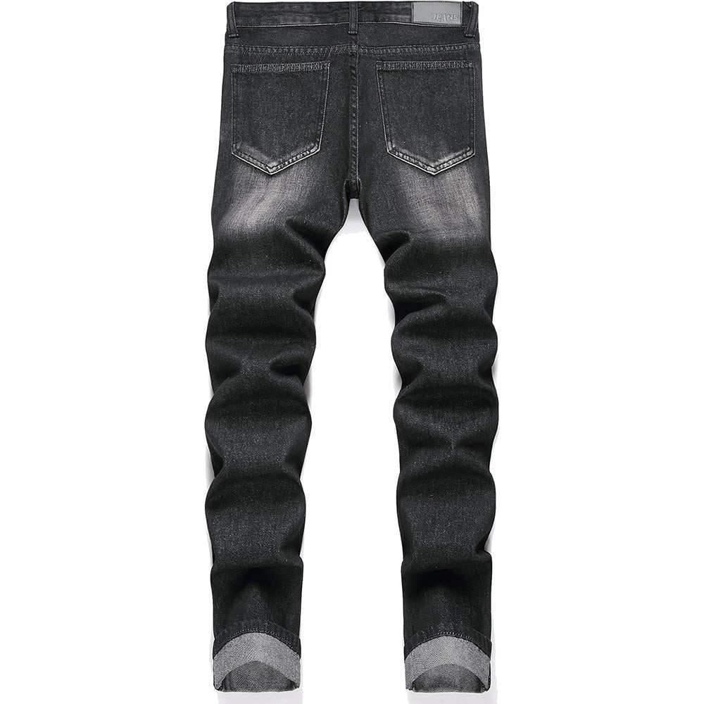 Men's Grey Slimming Ripped Fit Jeans