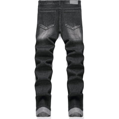 Men's Grey Slimming Ripped Fit Jeans