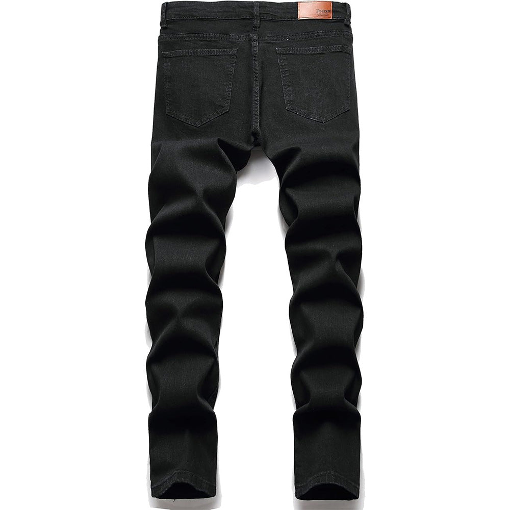 Men's Ripped Regular Fit Black Jeans