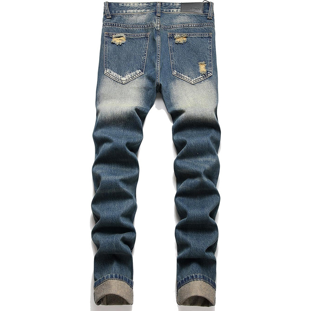 Men's Personality Ripped Dyeing Jeans