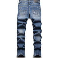 Men's Straight Creases Ripped Fit Jeans