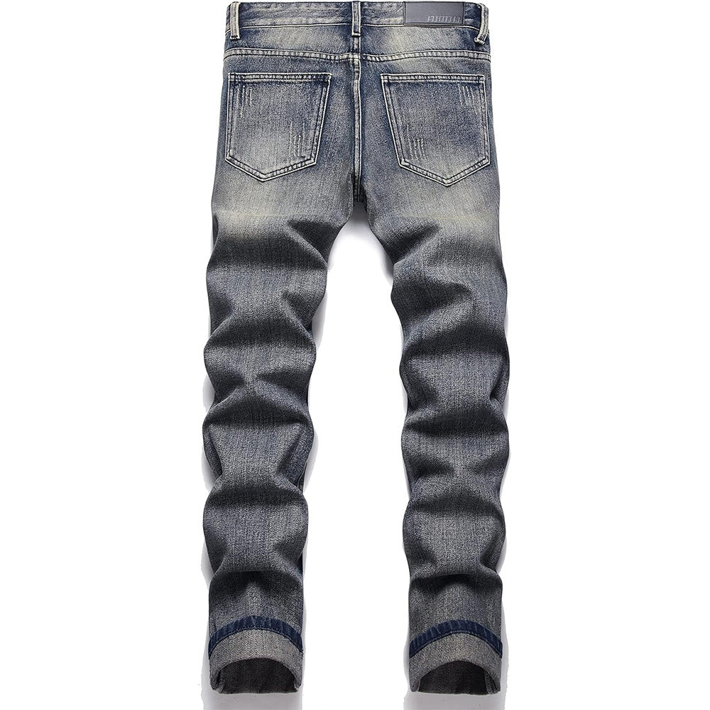 Men's Personality Retro Ripped Fit Jeans