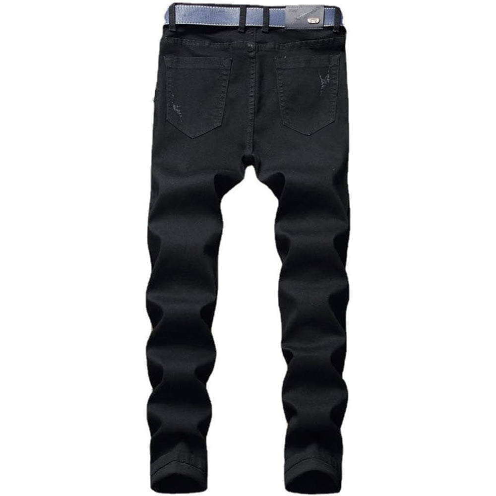 Men's Personality Printed embroidery Black Jeans