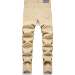 Men's Personality Ripped Khaki Jeans
