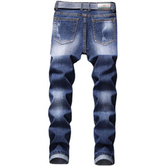 Men's Personality Hole Printed embroidery Jeans