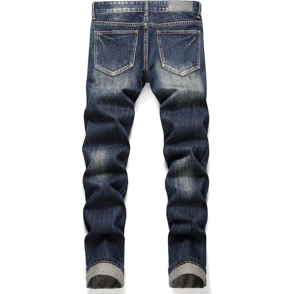 Men's Ripped Regular Fit Dark blue Jeans