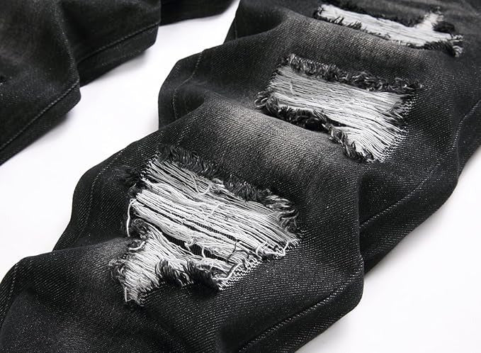 Men's Grey Slimming Ripped Fit Jeans