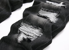 Men's Grey Slimming Ripped Fit Jeans