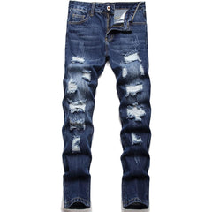 Men's Personality Creases Ripped Fit Jeans