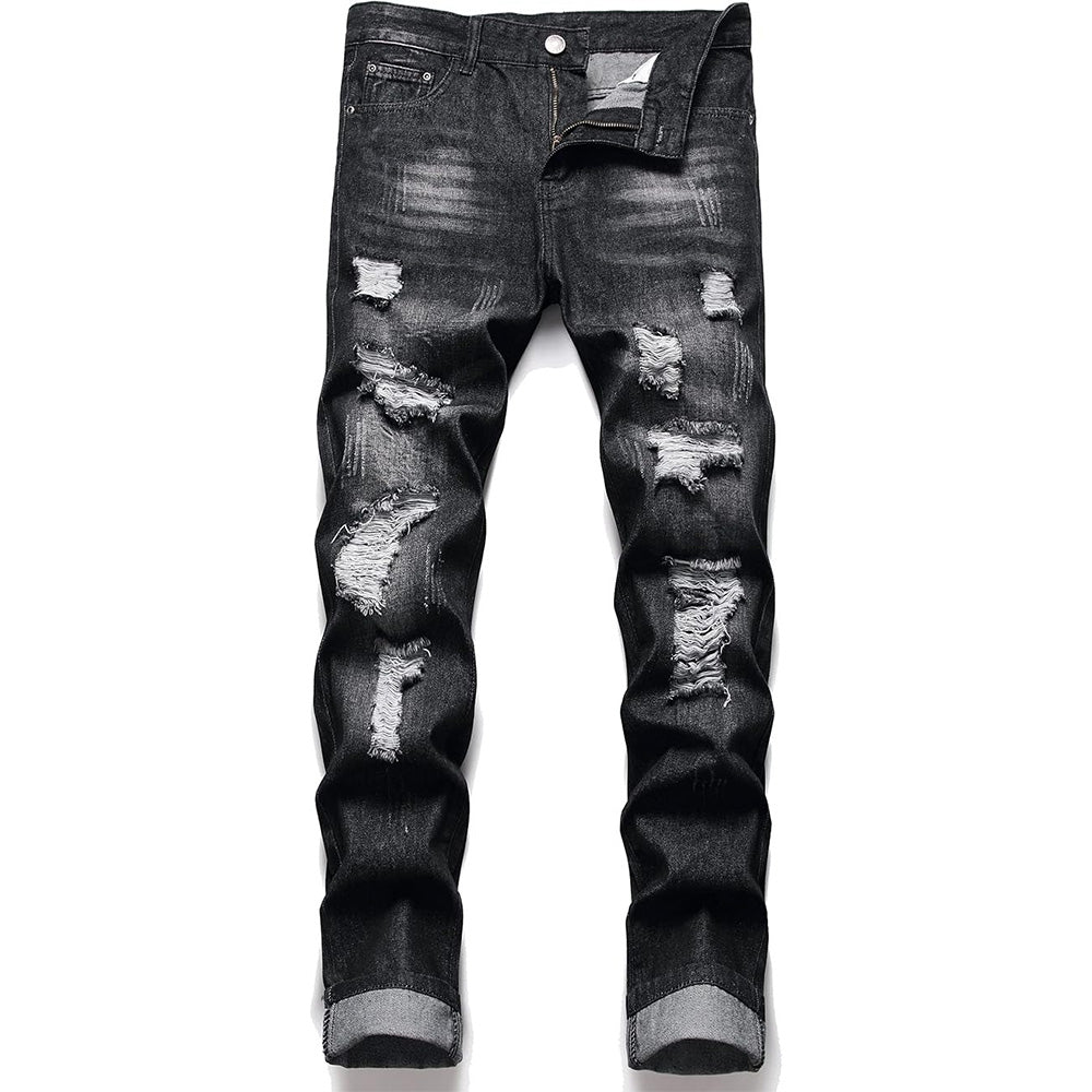 Men's Straight Ripped Fit  Dark gray Jeans