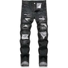 Men's Grey Slimming Ripped Fit Jeans