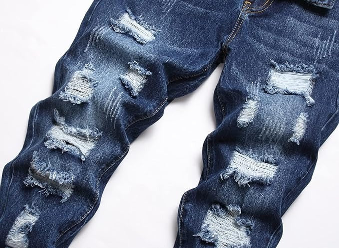 Men's Personality Creases Ripped Fit Jeans