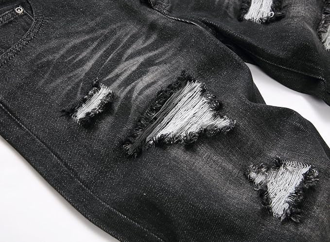 Men's Grey Slimming Ripped Fit Jeans