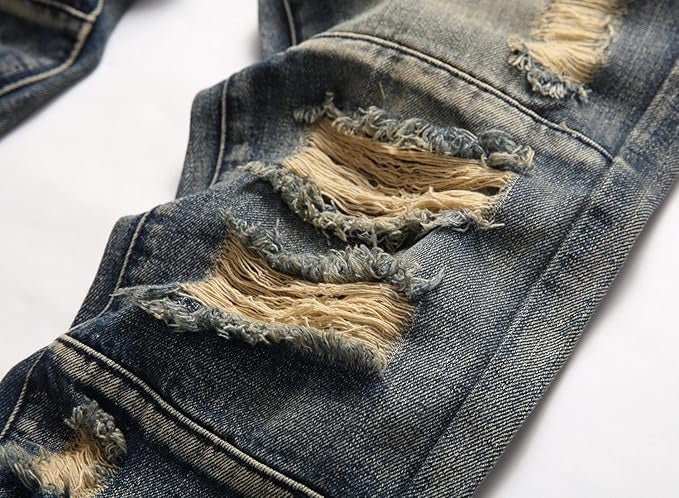 Men's Personality Retro Ripped Fit Jeans