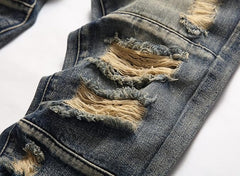 Men's Personality Retro Ripped Fit Jeans