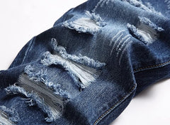 Men's Personality Creases Ripped Fit Jeans
