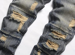 Men's Personality Retro Ripped Fit Jeans