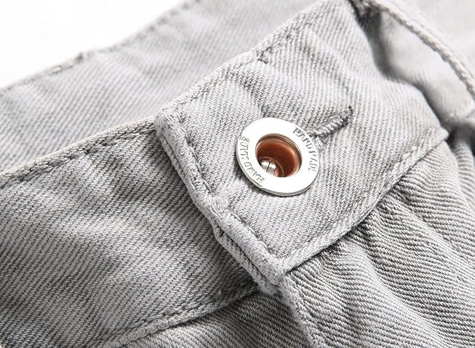 Men's Personality Ripped Fit Light Gray Jeans