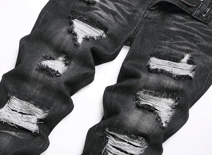 Men's Grey Slimming Ripped Fit Jeans