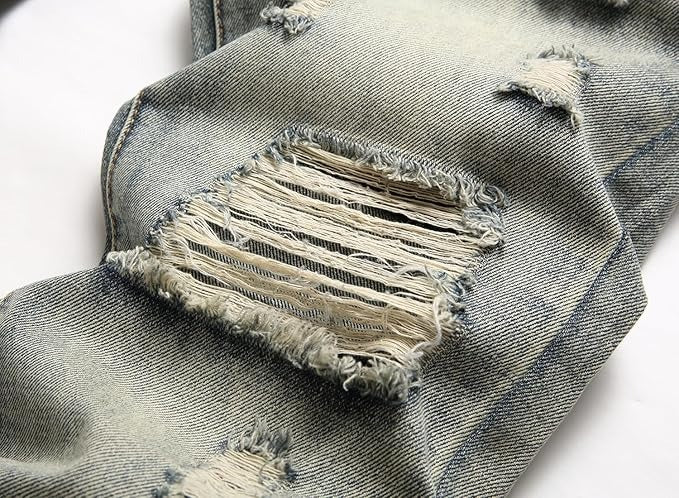 Men's Ripped Personality Fit Light blue Jeans