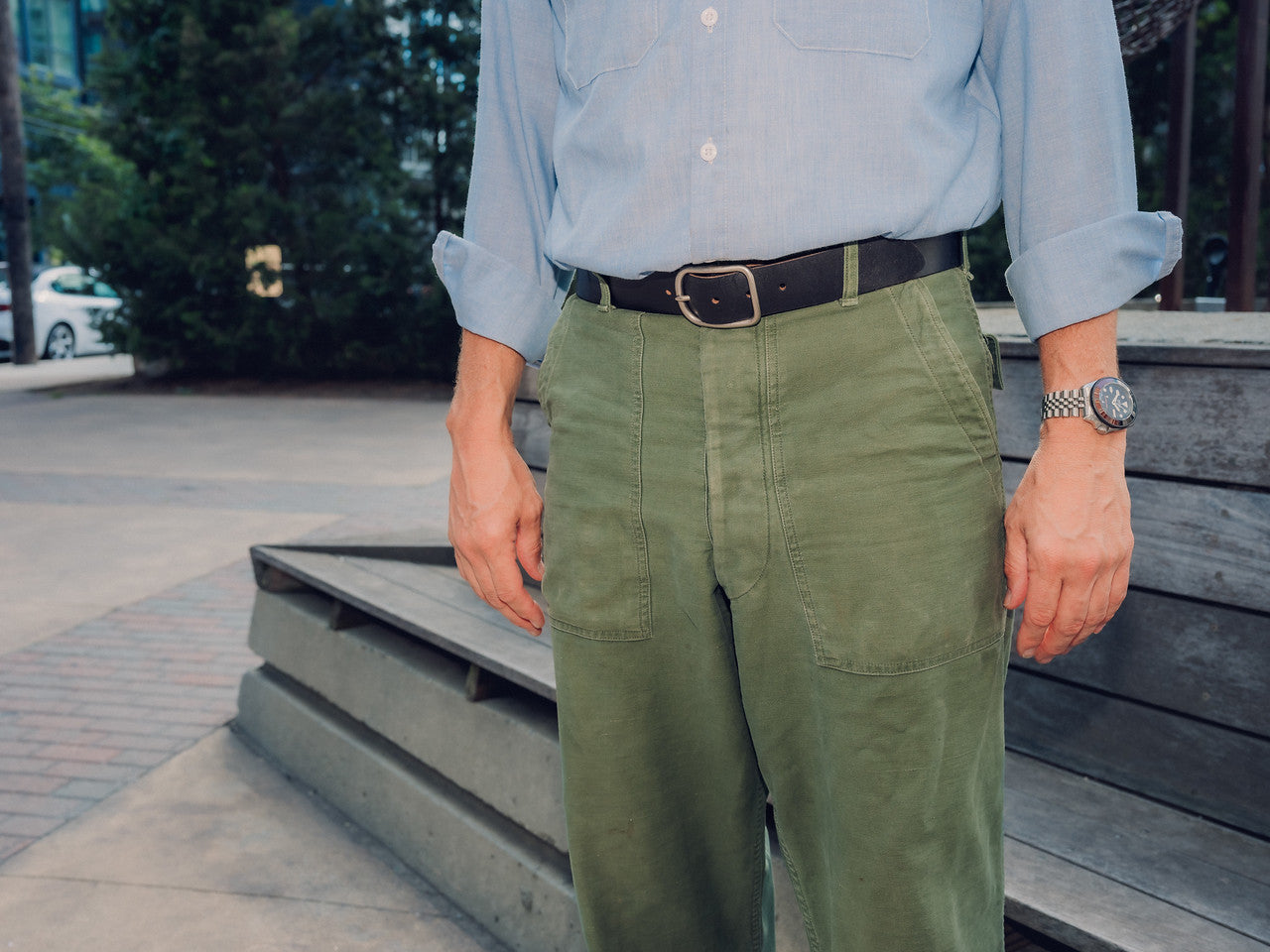Western Debossed Center Bar Belt, Hickory